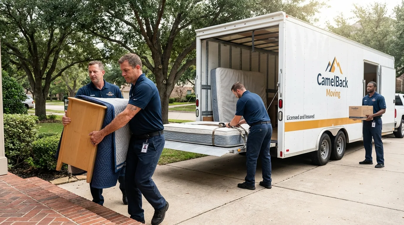 Crew loading residential truck for cross-state move from Charleston, MS