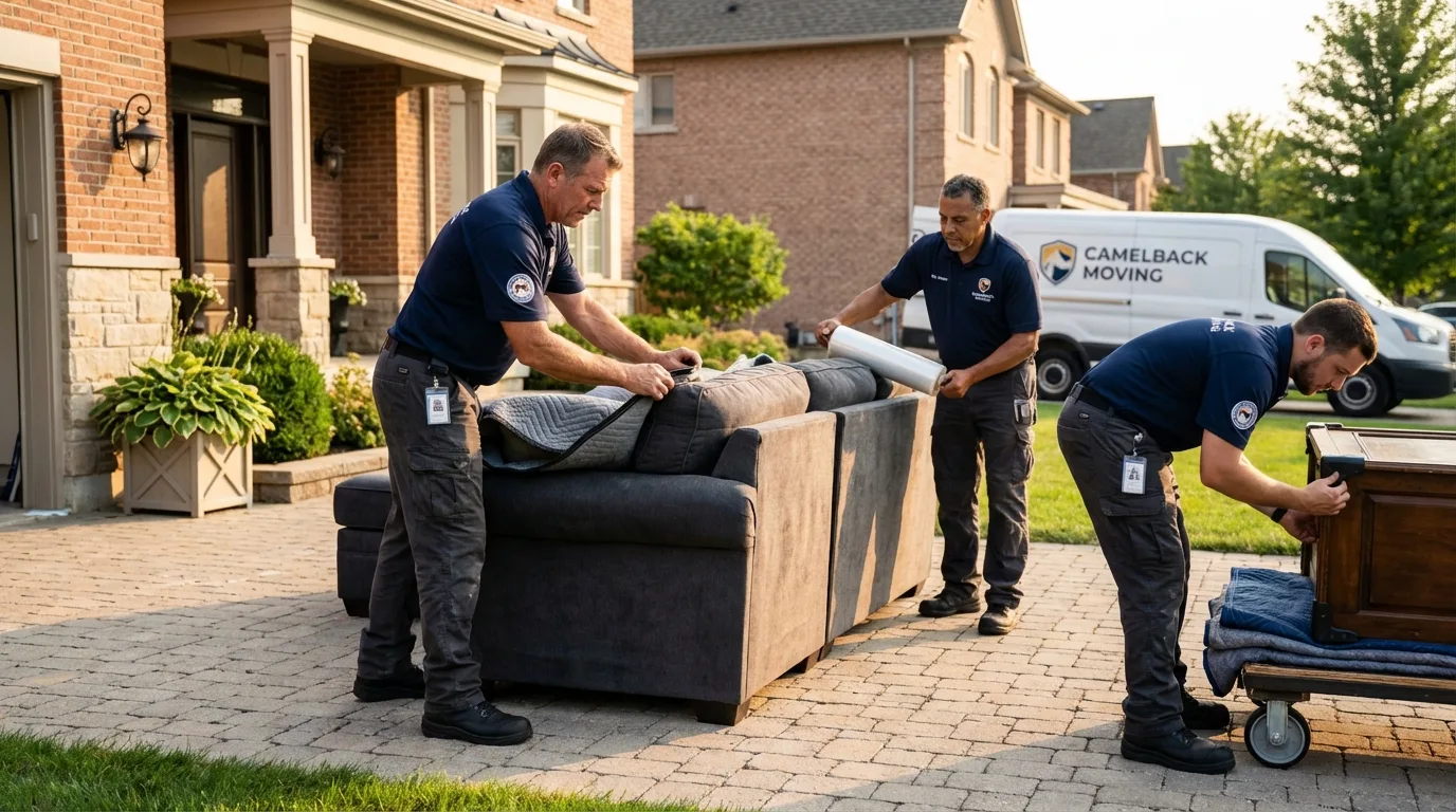 Large estate moving crew wrapping furniture in Charleston, MS