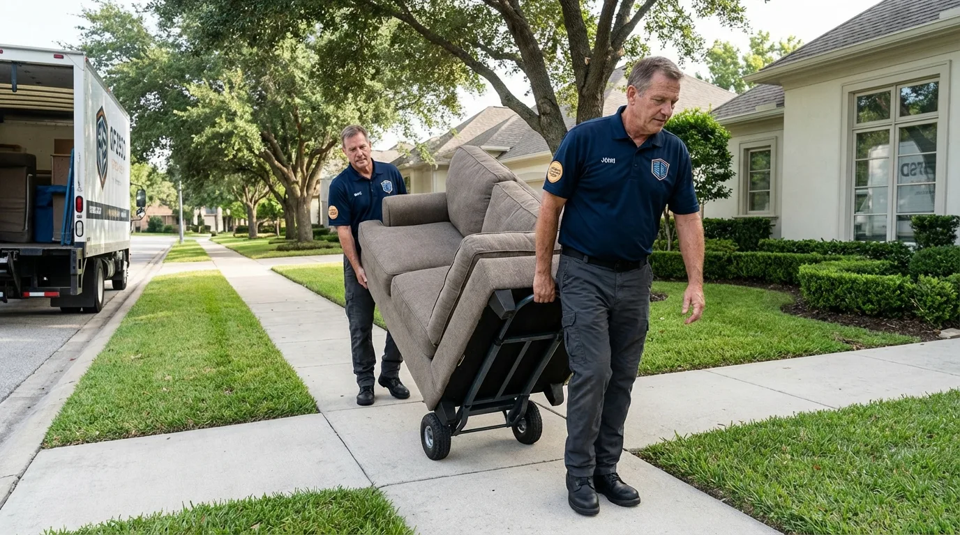 Local residential moving crew loading furniture in Charleston, MS