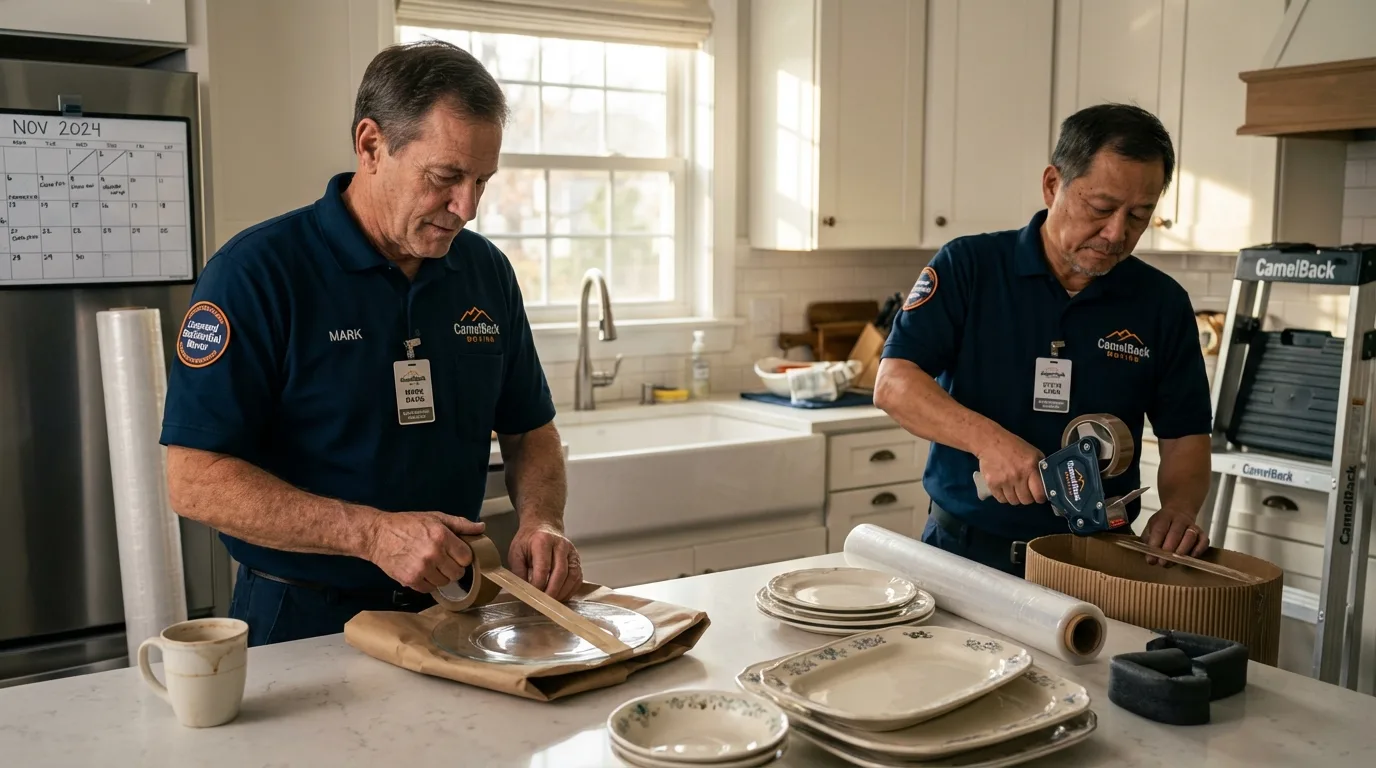 Professional crew packing kitchen dishware in Charleston, MS